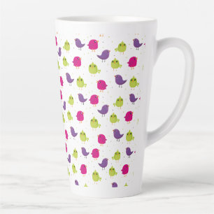 Cute colourful birds latte mug
