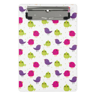 Cute colourful birds mini clipboard