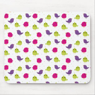 Cute colourful birds  mouse mat