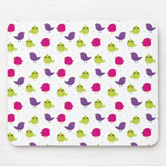 Cute colourful birds  mouse mat (Front)