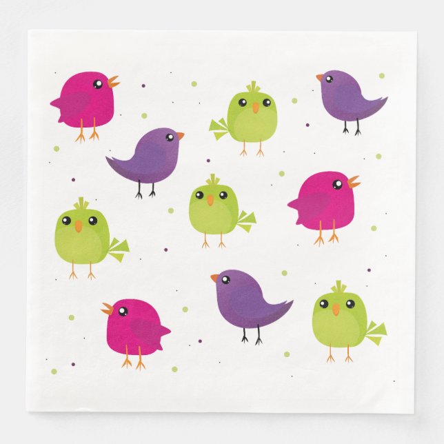 Cute colourful birds   napkin (Front)