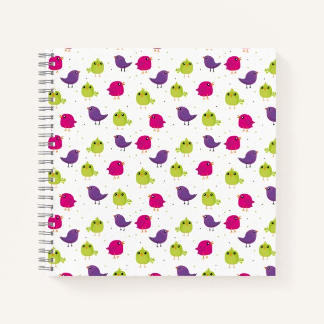 Cute colourful birds   notebook (Front)