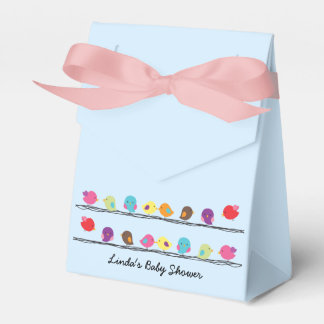 cute colourful birds on ropes favour box