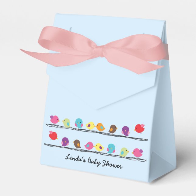 cute colourful birds on ropes favour box (Front Side)