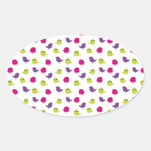 Cute colourful birds   oval sticker