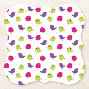 Cute colourful birds   paper coaster