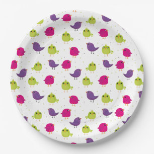 Cute colourful birds paper plate