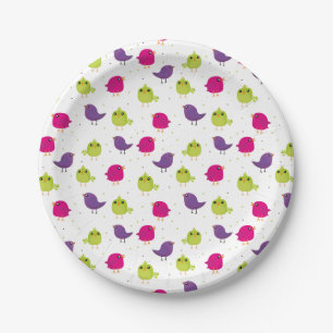 Cute colourful birds paper plate