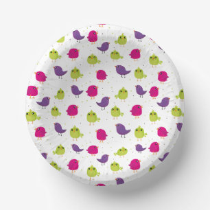 Cute colourful birds paper plate