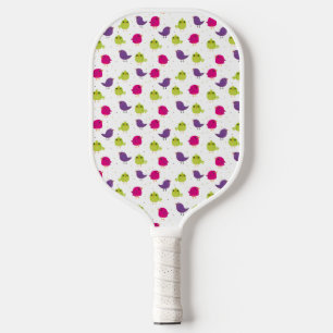 Cute colourful birds pickleball paddle