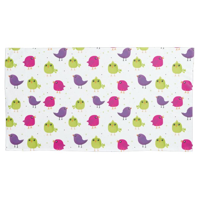 Cute colourful birds   pillowcase (Front)