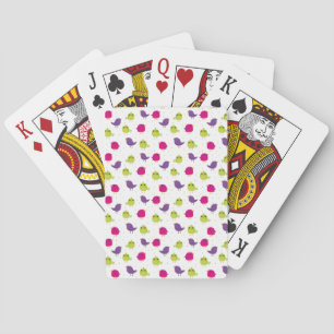 Cute colourful birds  playing cards