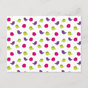 Cute colourful birds postcard