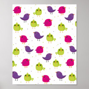 Cute colourful birds   poster