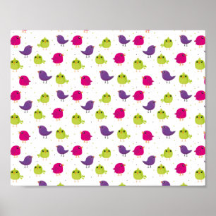 Cute colourful birds poster