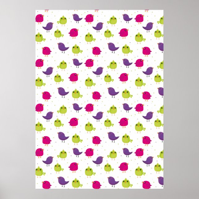 Cute colourful birds  poster (Front)
