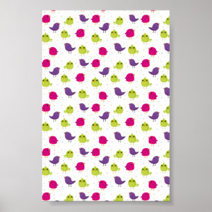 Cute colourful birds poster