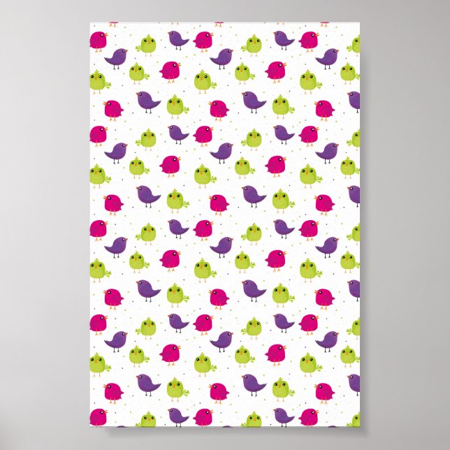 Cute colourful birds  poster (Front)