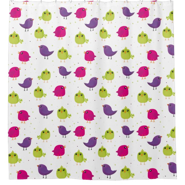 Cute colourful birds   shower curtain (Front)