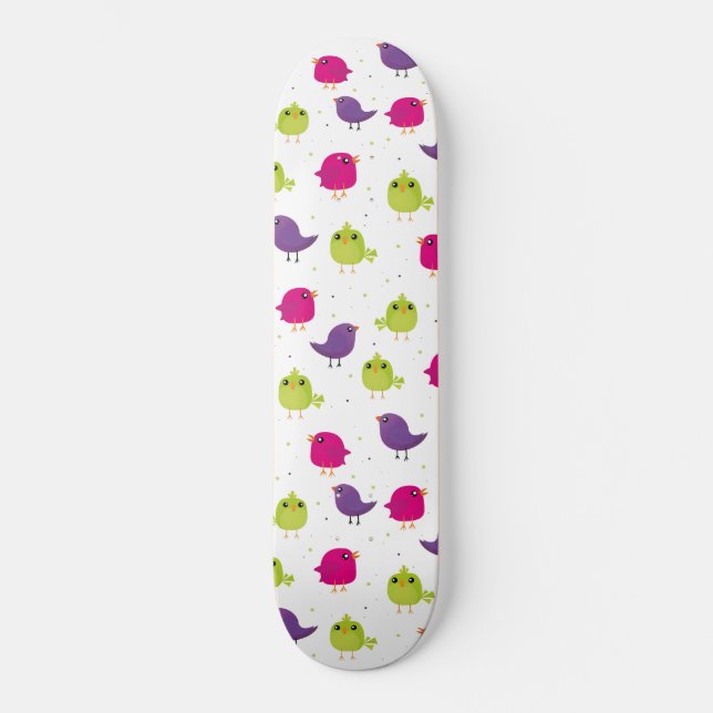 Cute colourful birds   skateboard (Front)