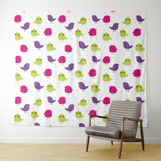 Cute colourful birds  tapestry (In Situ (Horizontal))