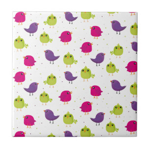 Cute colourful birds tile