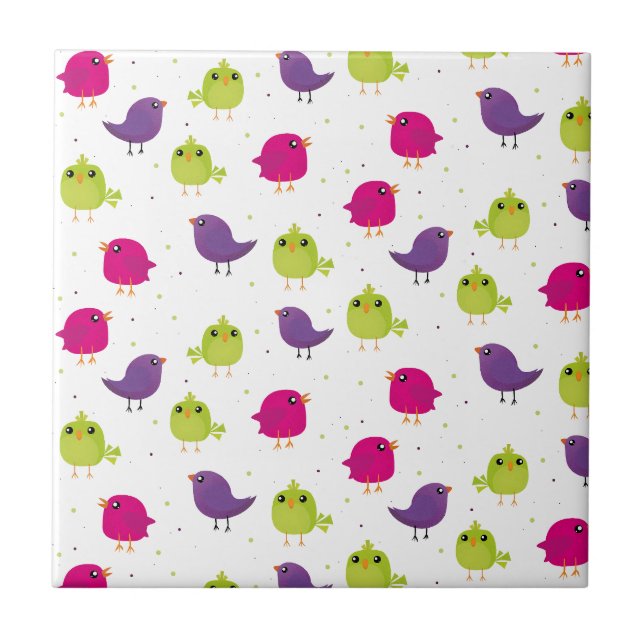 Cute colourful birds  tile (Front)