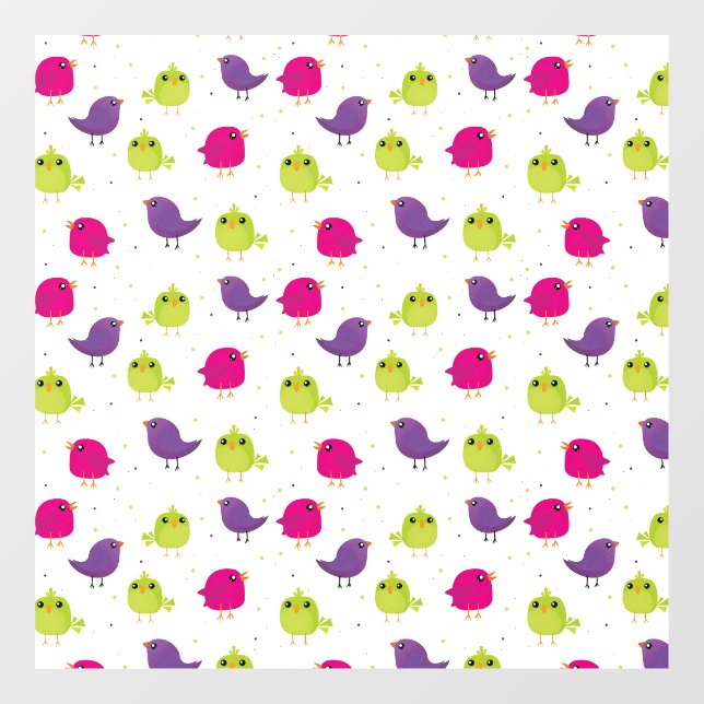 Cute colourful birds   window cling (Sheet)