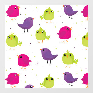 Cute colourful birds window cling