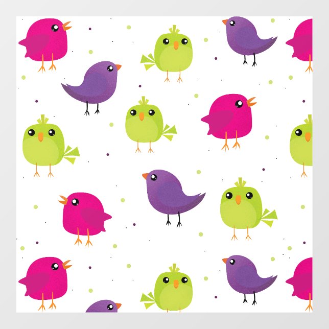 Cute colourful birds  window cling (Sheet)