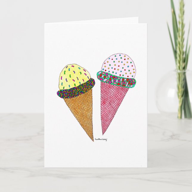 Cute Colourful Birthday Ice Cream Card (Front)