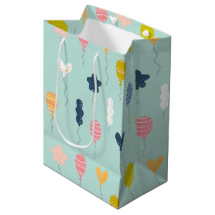 Cute Colourful Birthday Party Balloon Pattern Medium Gift Bag