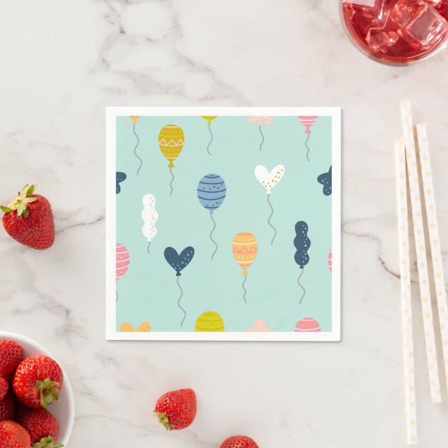Cute Colourful Birthday Party Balloon Pattern Napkin (Insitu)