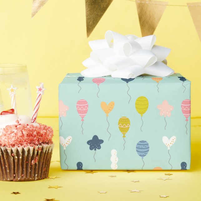 Cute Colourful Birthday Party Balloon Pattern Wrapping Paper (Birthday Party)