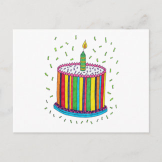 Cute Colourful Birthday Party Cake Postcard