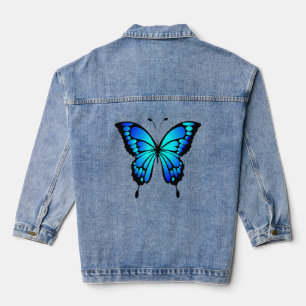 Cute Colourful Blue Butterfly  Denim Jacket
