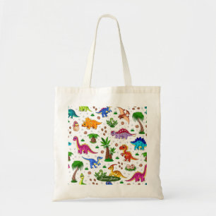 Cute Colourful Blue Green Pattern Dinosaur  Tote Bag