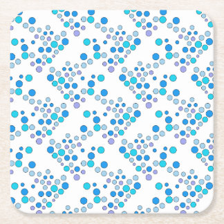 Cute colourful blue, lilac and turquoise dots square paper coaster