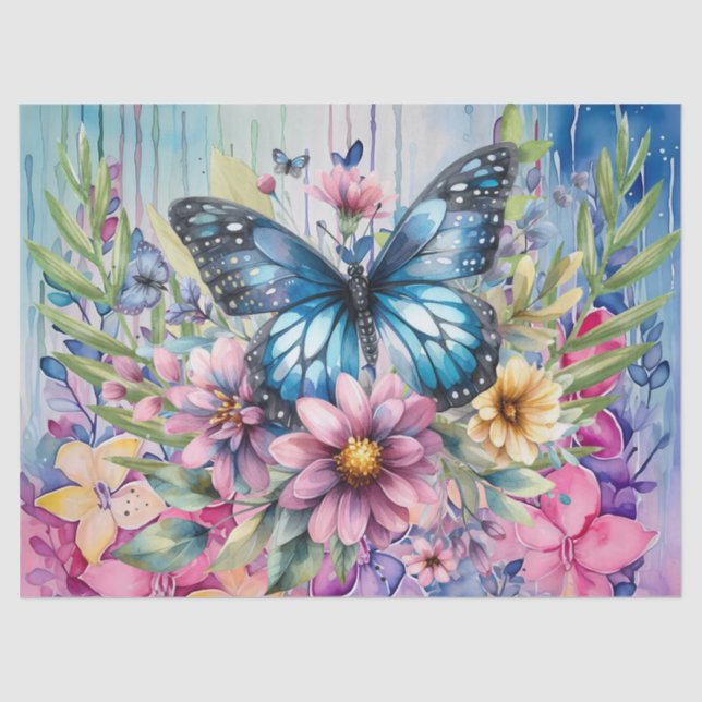 Cute Colourful Boho Floral Butterfly Tissue Paper (Front)