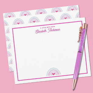 Cute Colourful Boho Rainbow Girls Stationery Card