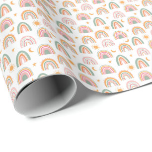 Cute Colourful Boho Rainbow Seamless Pattern Wrapping Paper