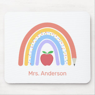 Cute Colourful Boho Rainbow Teacher Mouse Mat