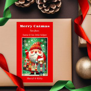 Cute Colourful Bold Merry Catmas Christmas Rectangular Sticker