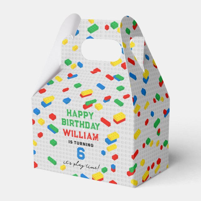 Cute Colourful Bricks Building Blocks Kids Birthda Favour Box (Front Side)