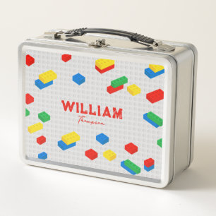 Cute Colourful Bricks Building Blocks Kids  Metal Lunch Box
