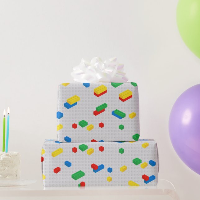 Cute Colourful Bricks Building Blocks Kids Pattern Wrapping Paper (Party Gifts)