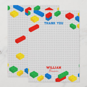 Cute Colourful Bricks Building Blocks Kids Thank You Card