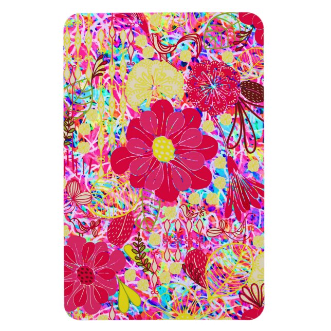 Cute colourful bright flowers magnet (Vertical)