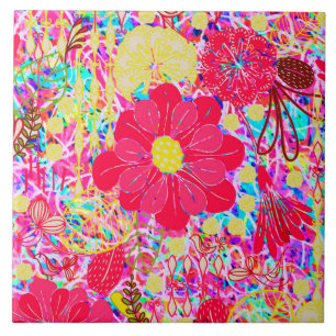 Cute colourful bright flowers tile