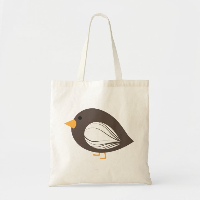 Cute colourful brown quirky birds tote bag (Front)